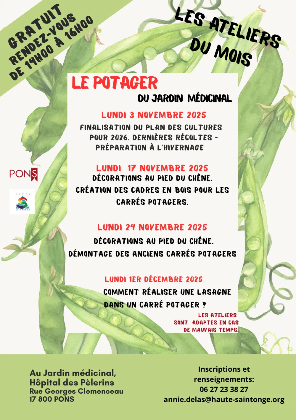 Pons - Ateliers potagers Octobre Décembre 2025