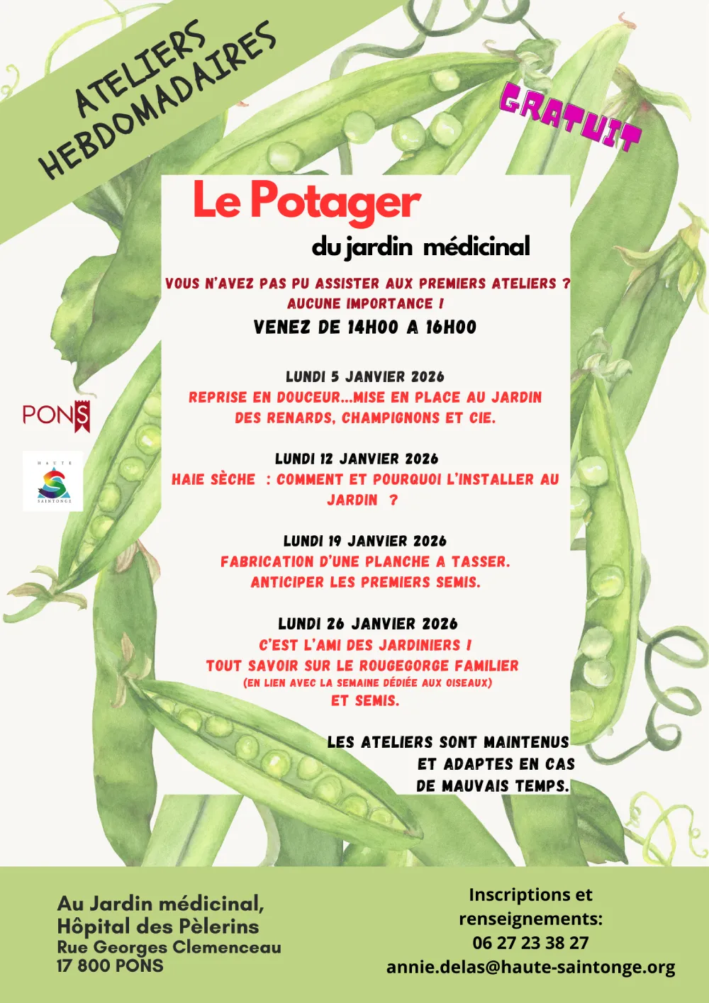 Atelier Potager Jardin médicinal de Pons - Janvier 2026