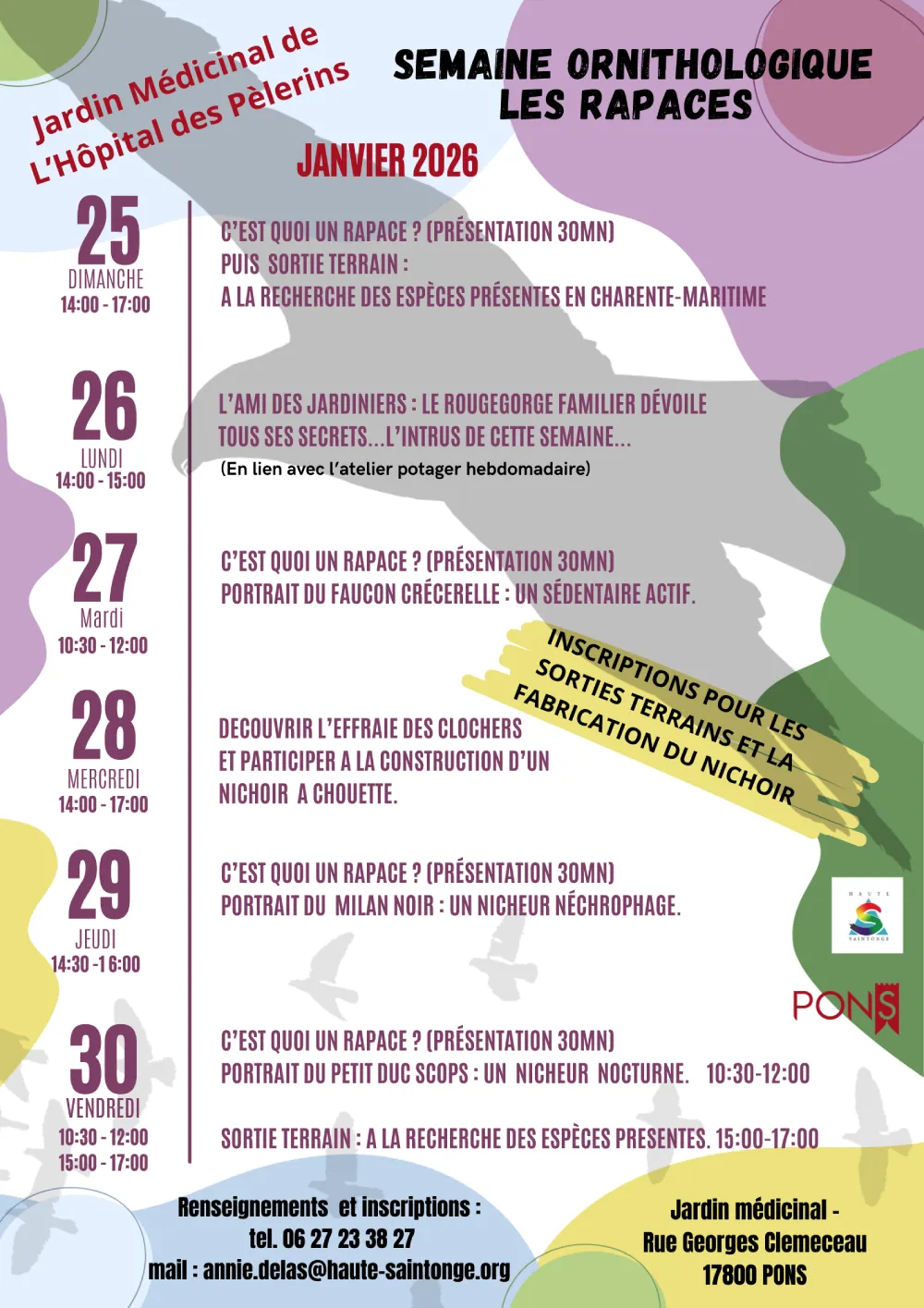 Semaine ornithologique rapaces - Jardin médicinal de Pons - Janvier 2026