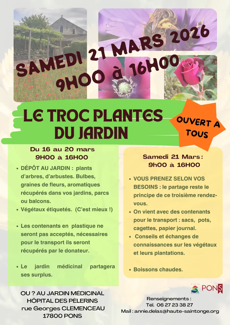 Troc Plantes - Jardin médicinal de Pons - Mars 2026
