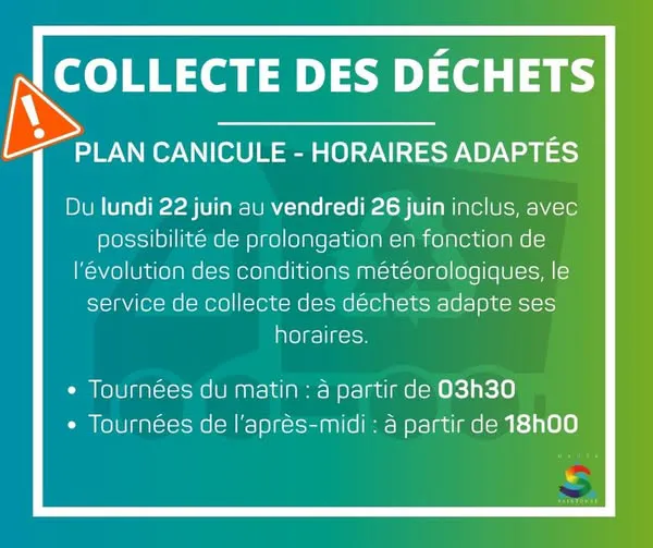 Pons - Collecte des déchets - plan canicule Pons - Collecte des déchets - plan canicule