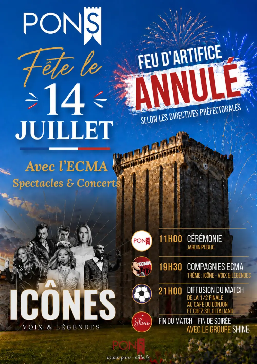 14 juillet 2026 à Pons - Modifications du programme